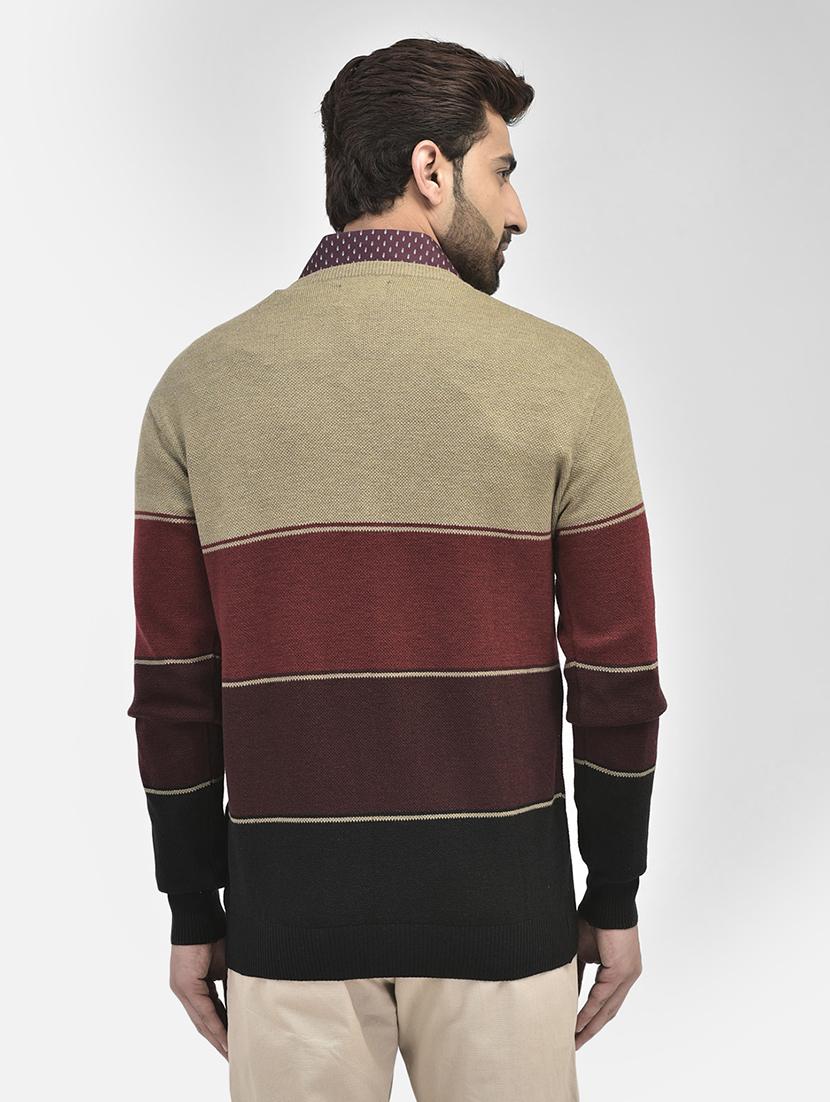 men color block v-neck pullovers - 20189634 - Standard Image - 3