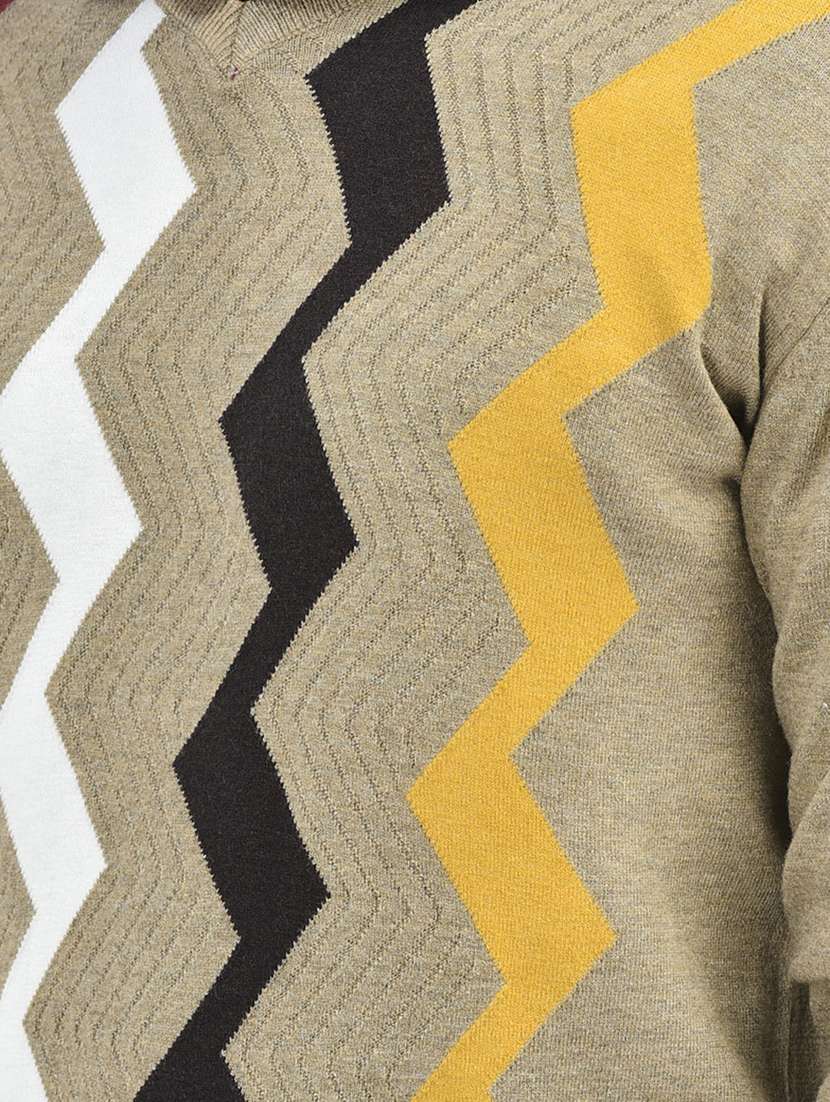 men beige v-neck pullovers - 20189635 -  Standard Image - 5