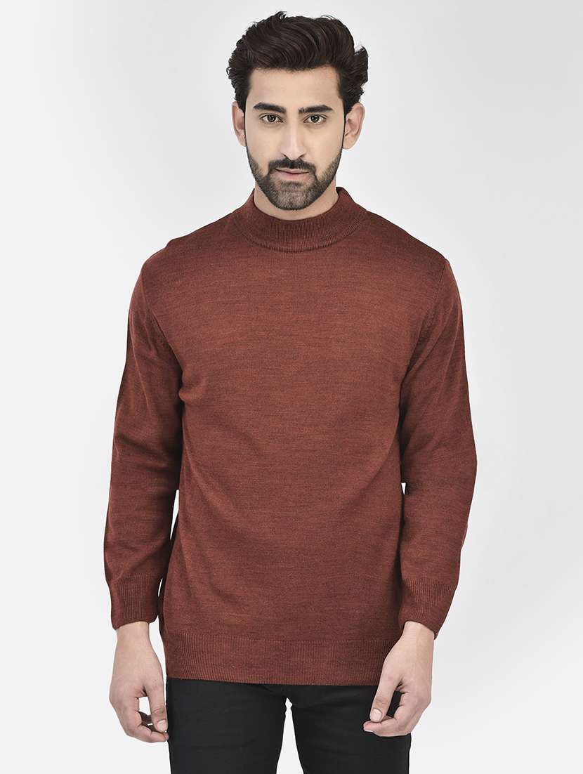 men maroon solids high neck pullovers - 20189637 - Zoom Image - 0