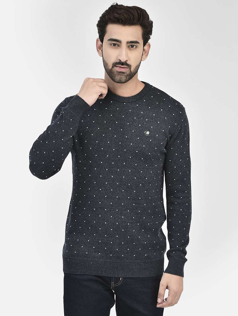 navy blue round neck pullovers
