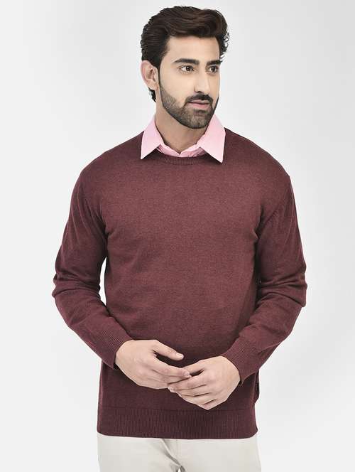 men solids round neck pullovers - 20189642 -  Standard Image - 0