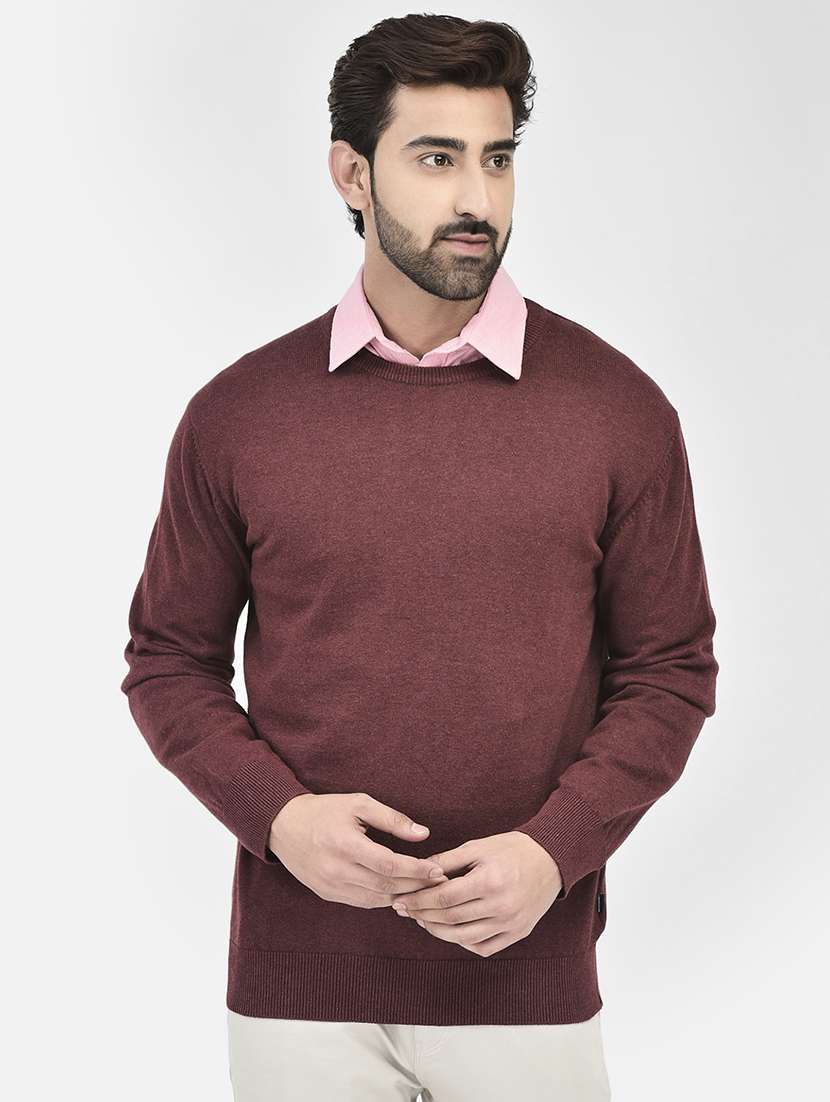 men solids round neck pullovers