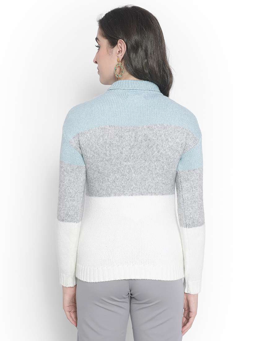 turtle neck color blocked pullover - 20189859 - Standard Image - 3