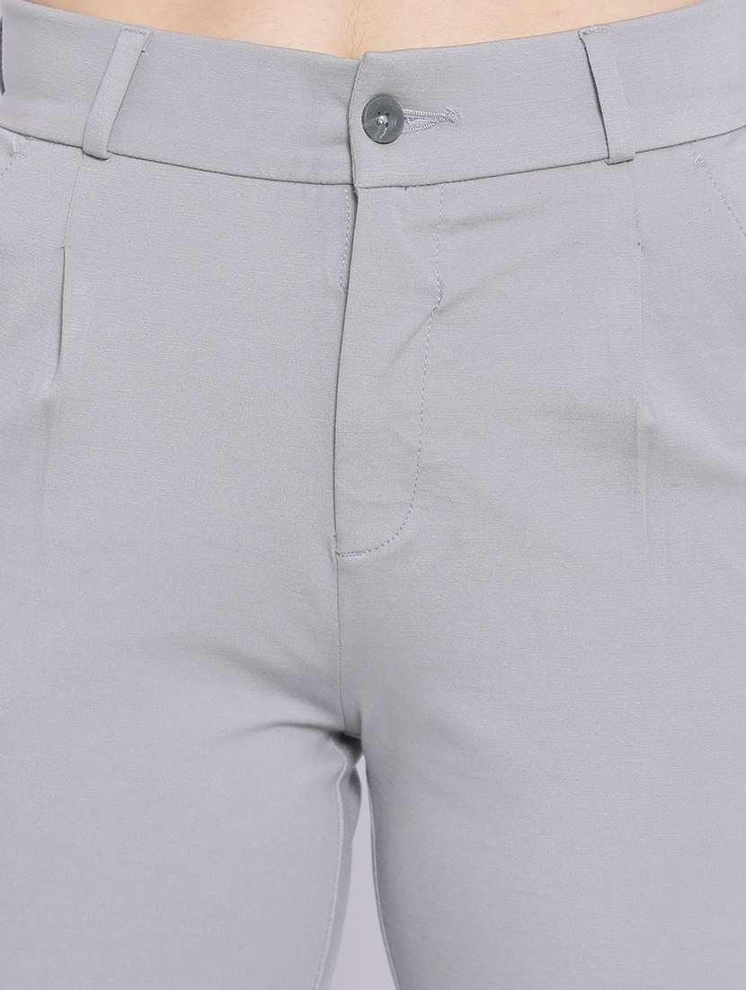 grey solid mid rise cigarette pant - 20189874 -  Standard Image - 5