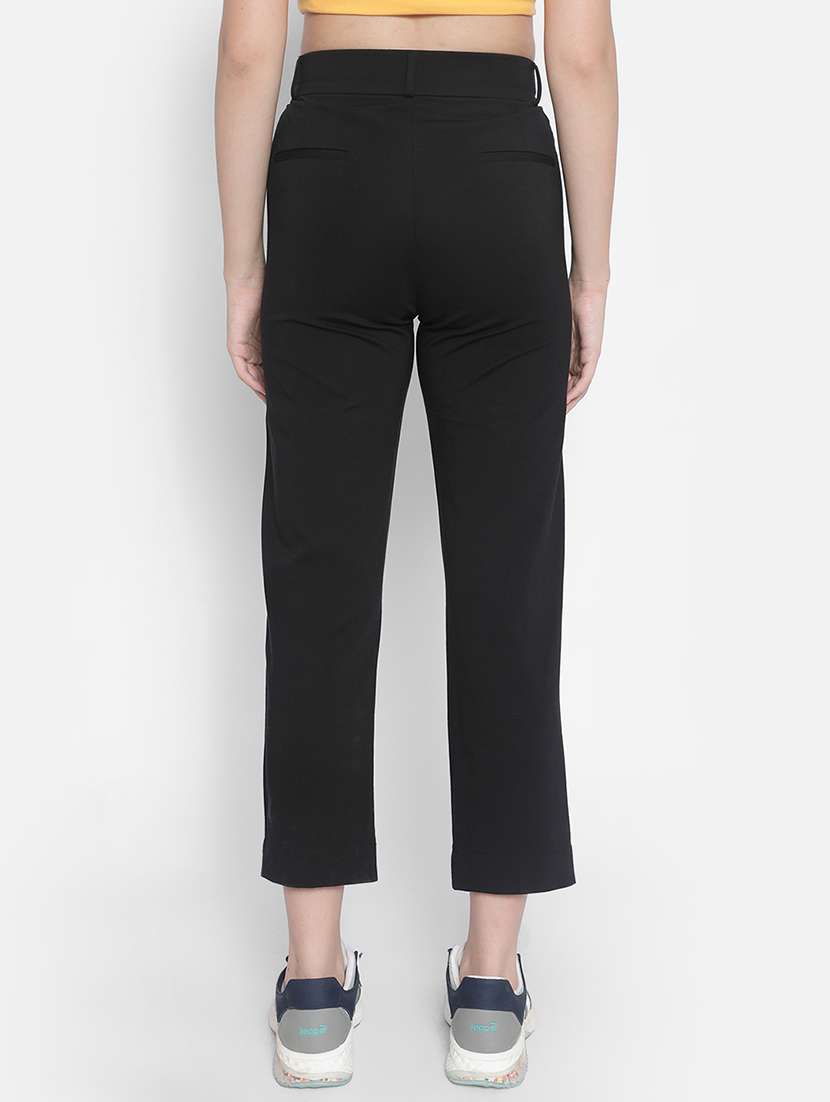 black solid mid rise cigarette pants - 20189875 -  Standard Image - 3