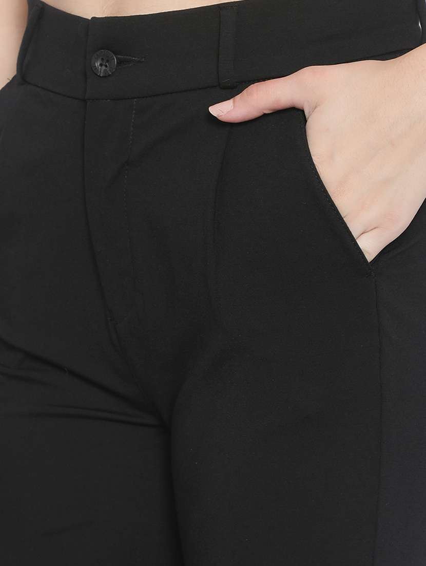 black solid mid rise cigarette pants - 20189875 -  Standard Image - 5