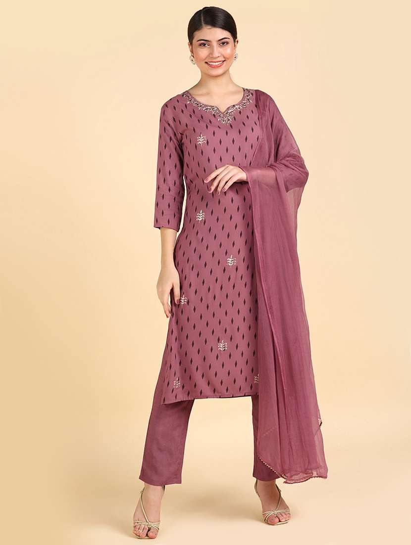 printed kurta pant set with dupatta  