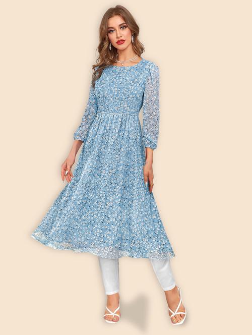 floral printed flared kurta - 20189894 -  Standard Image - 0