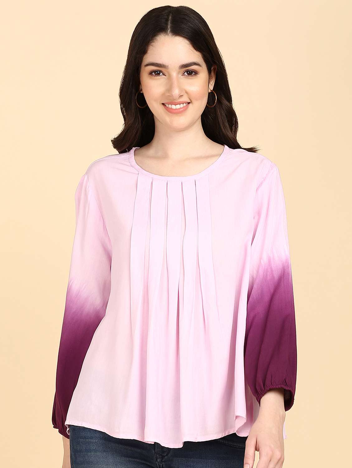 women's a line round neck top