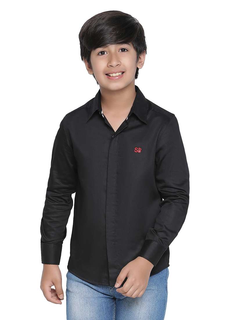 boys black solids shirts