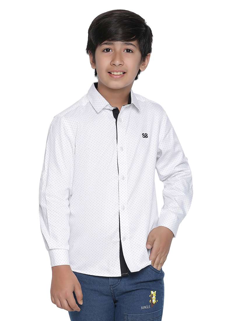 boys white printed shirts