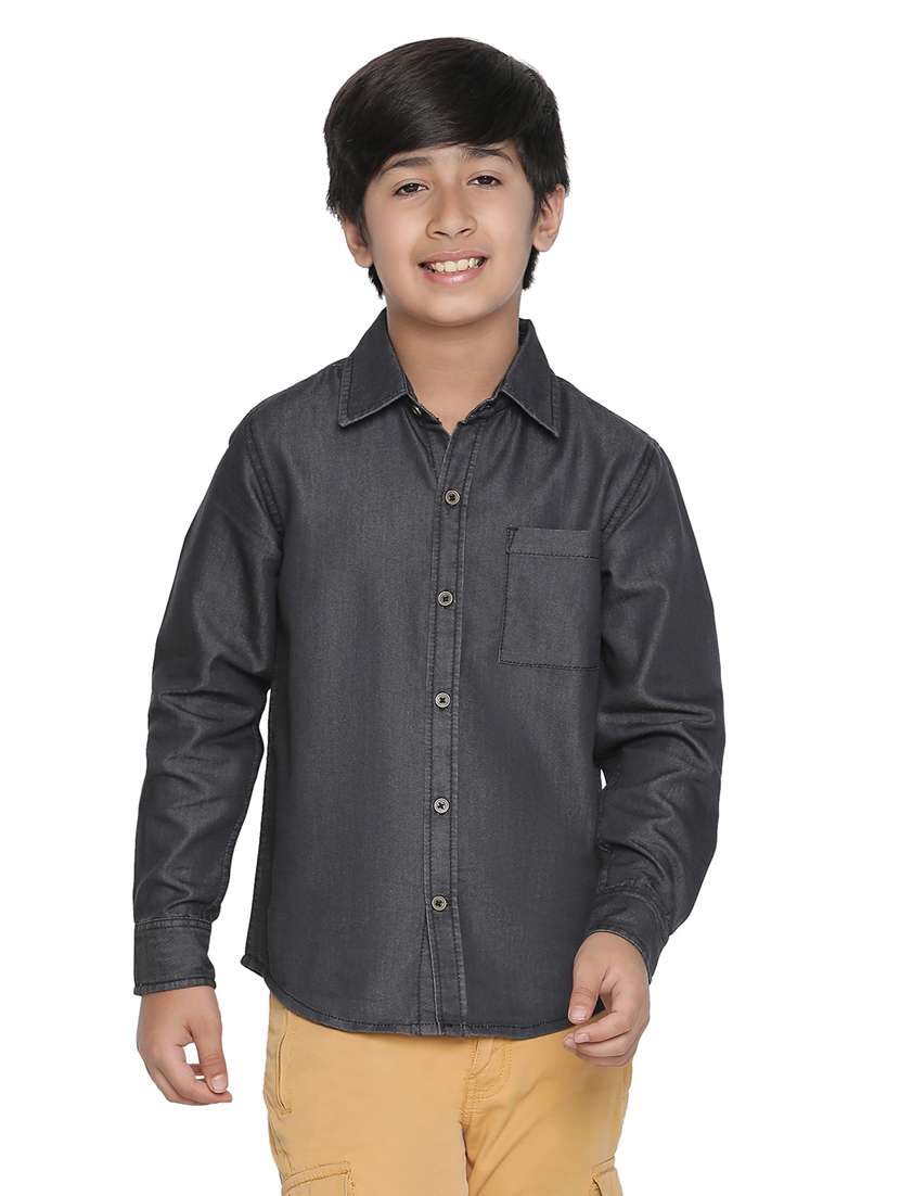 boys black solids shirts