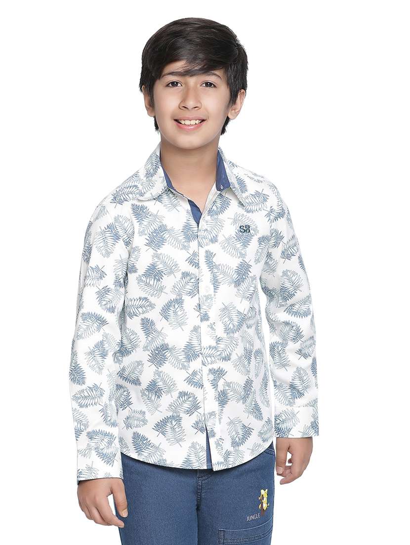 boys white printed shirts