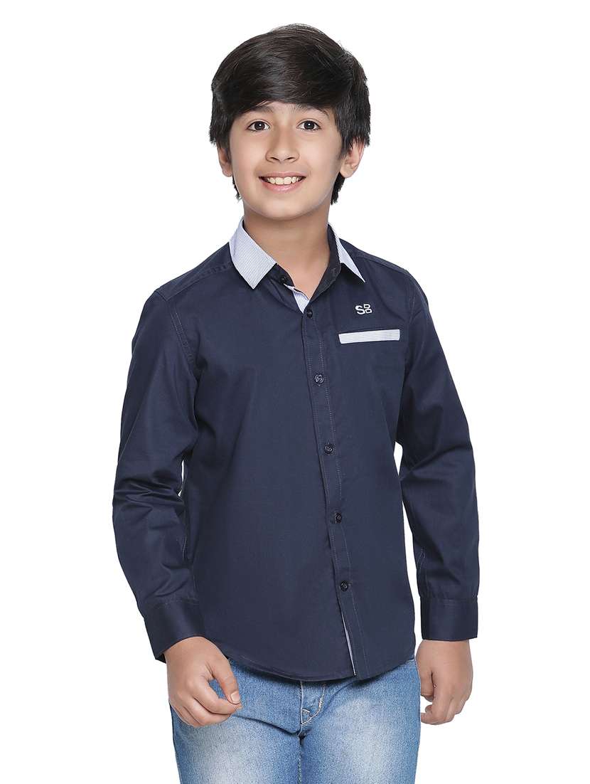 boys blue solids shirts