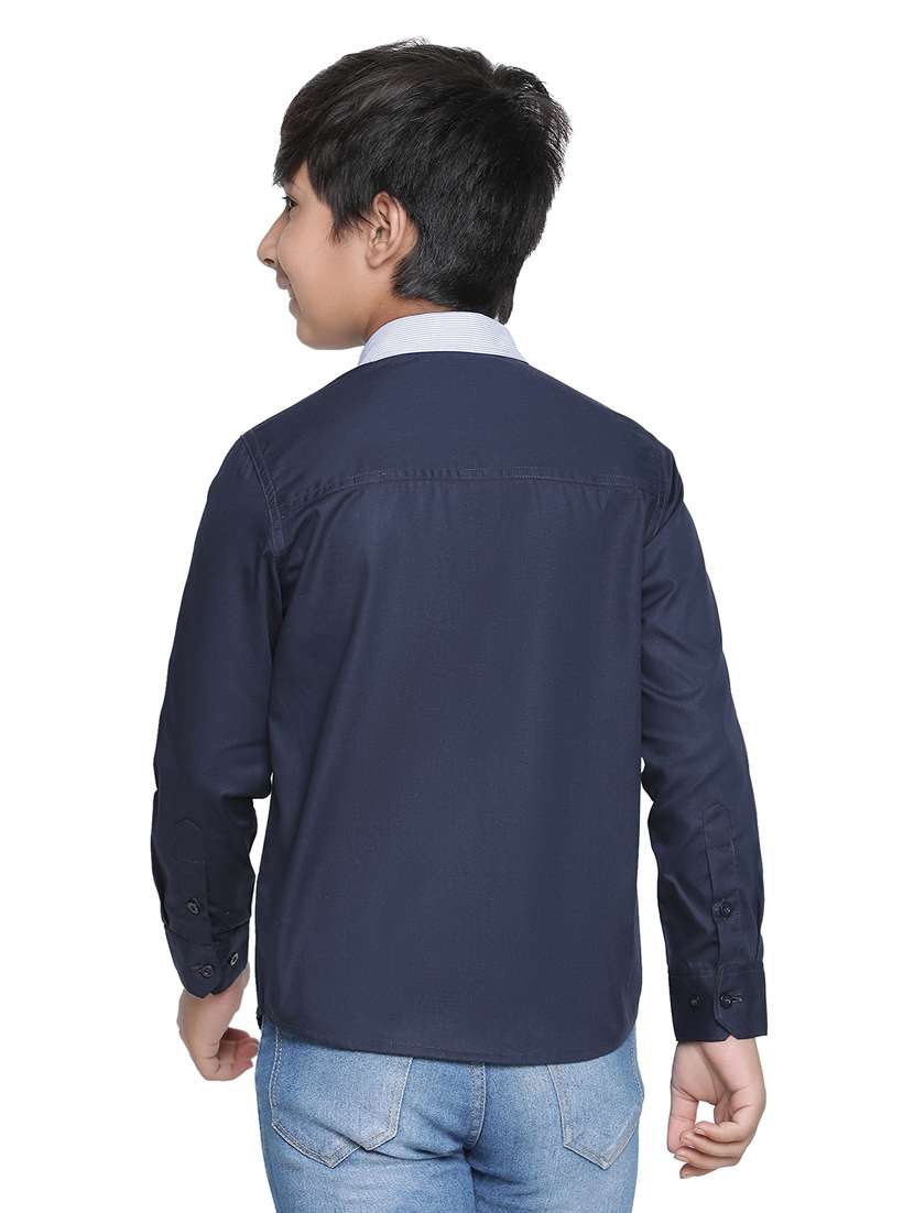 boys blue solids shirts - 20190921 -  Standard Image - 3