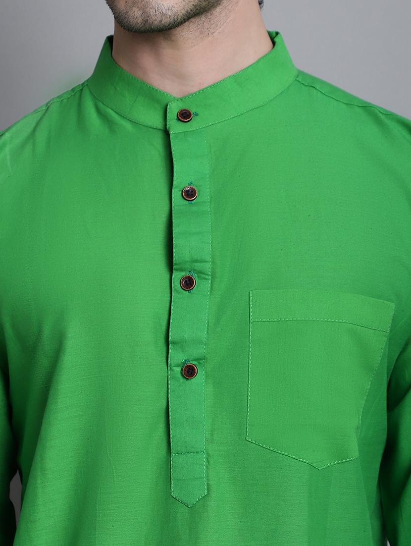 green solid long kurta - 20192885 - Standard Image - 5