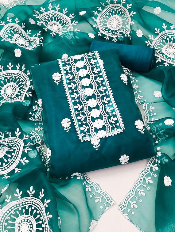embroidered unstitched salwar suit set - 20193533 - Standard Image - 3