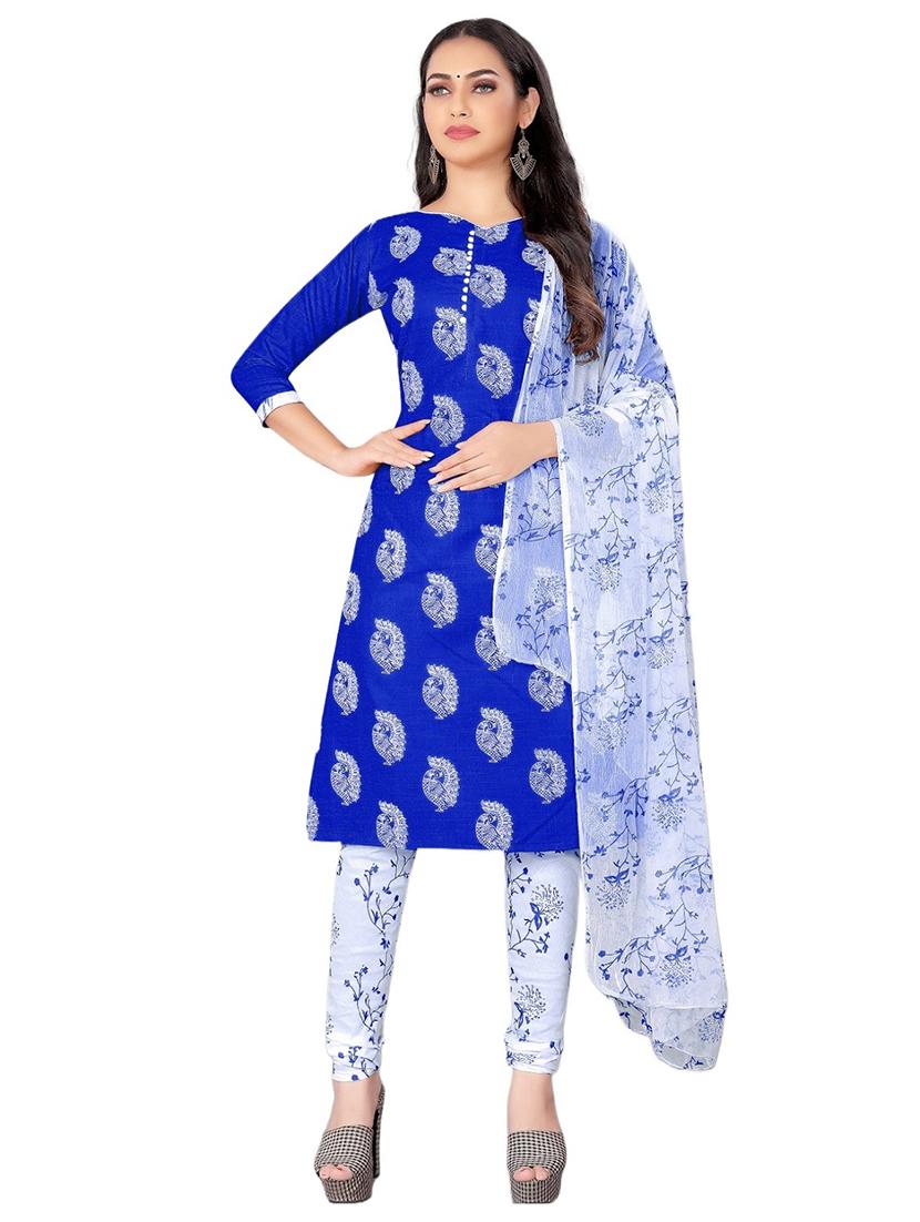 printed unstitched churidaar suit set - 20193859 -  Zoom Image - 0