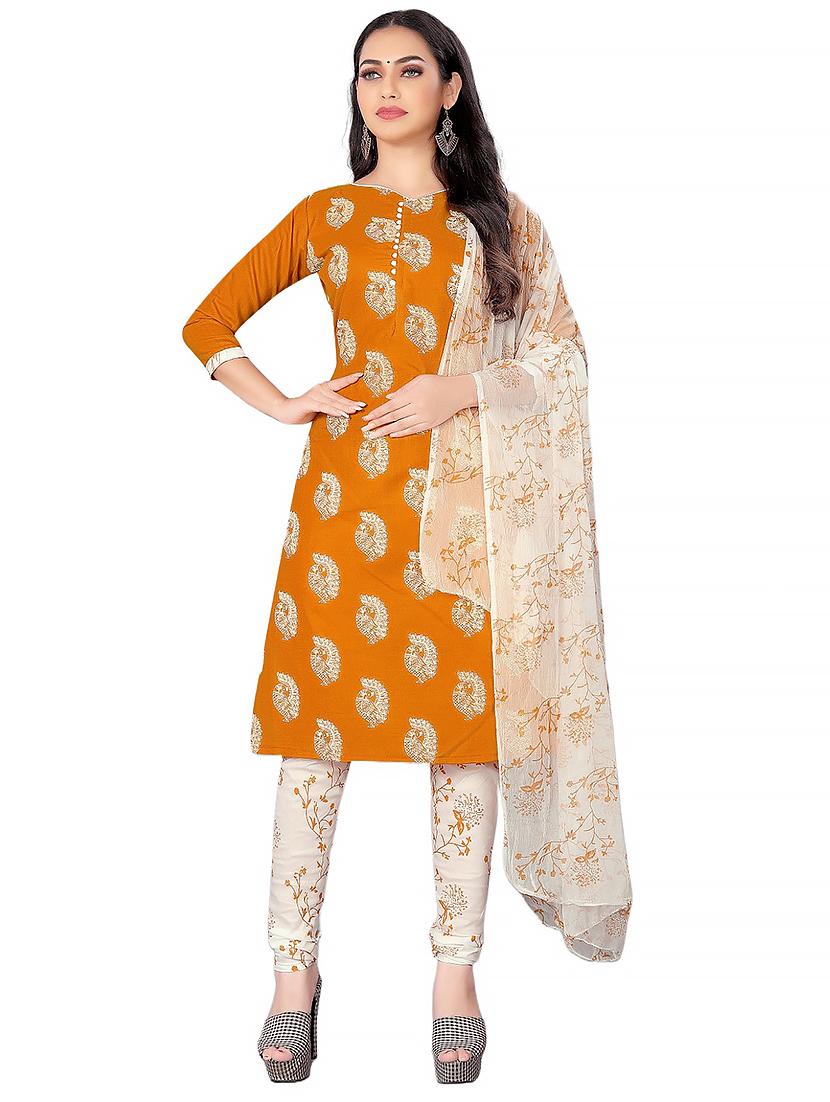 printed unstitched churidaar suit set - 20193862 -  Zoom Image - 0