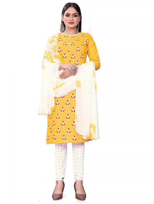 printed unstitched churidaar suit set - 20193957 - Standard Image - 0