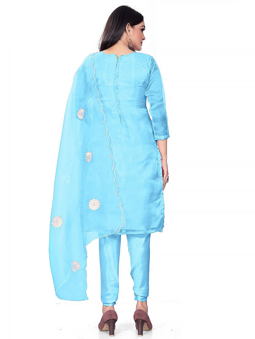 embroidered unstitched churidaar suit set - 20193966 - Standard Image - 3