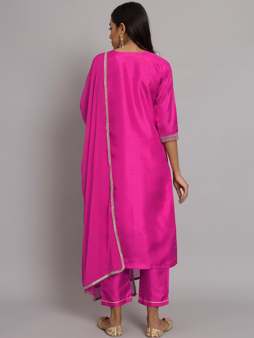 women three quarter sleeve kurta pant with dupatta set - 20194150 - Standard Image - 3