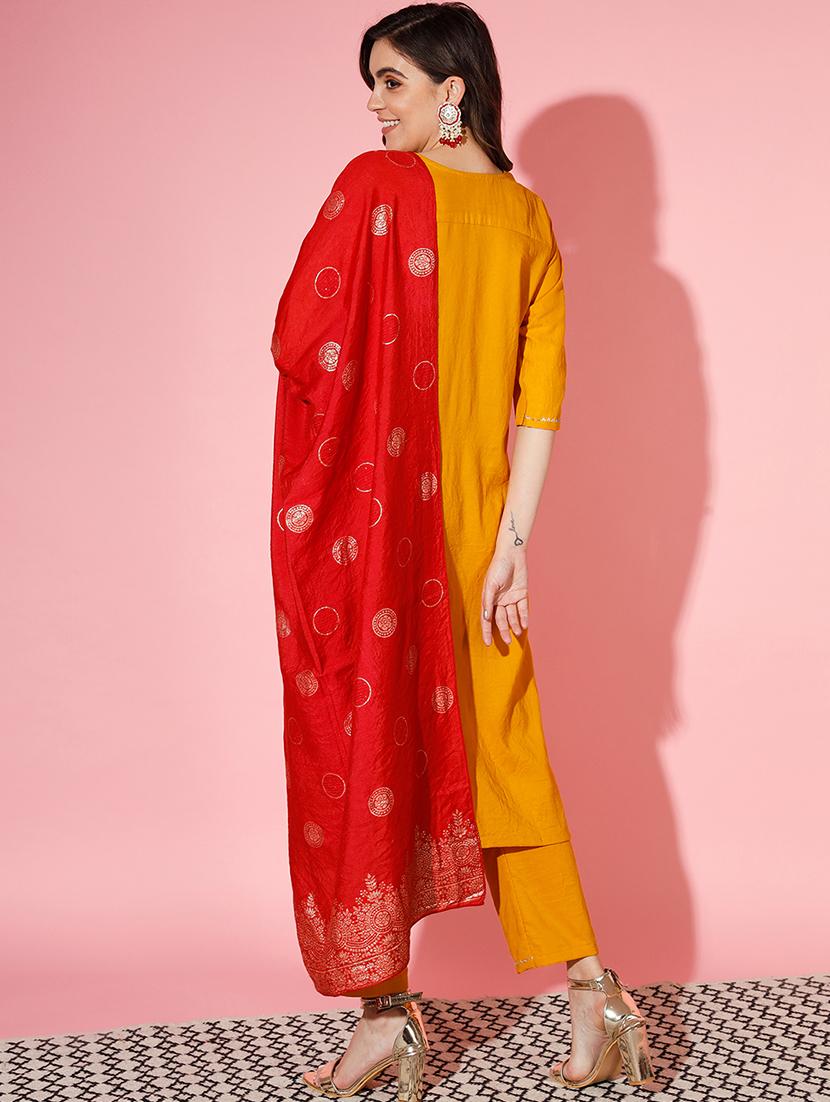 embroidered kurta pant set with dupatta - 20194162 - Standard Image - 3