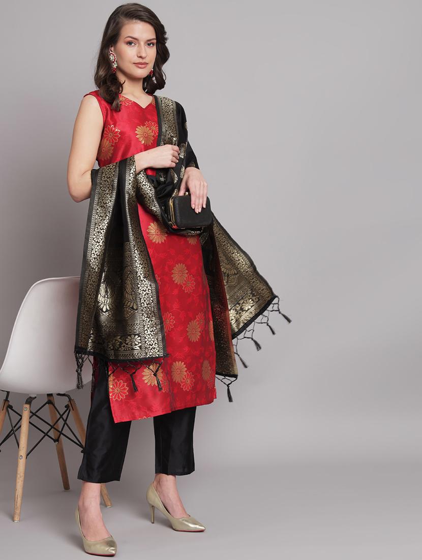 women self design sleeveless kurta pant with dupatta set - 20194181 - Zoom Image - 0