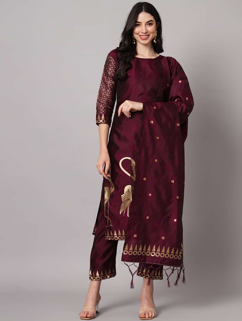 women three quarter sleeve kurta pant with dupatta set - 20194192 - Zoom Image - 0