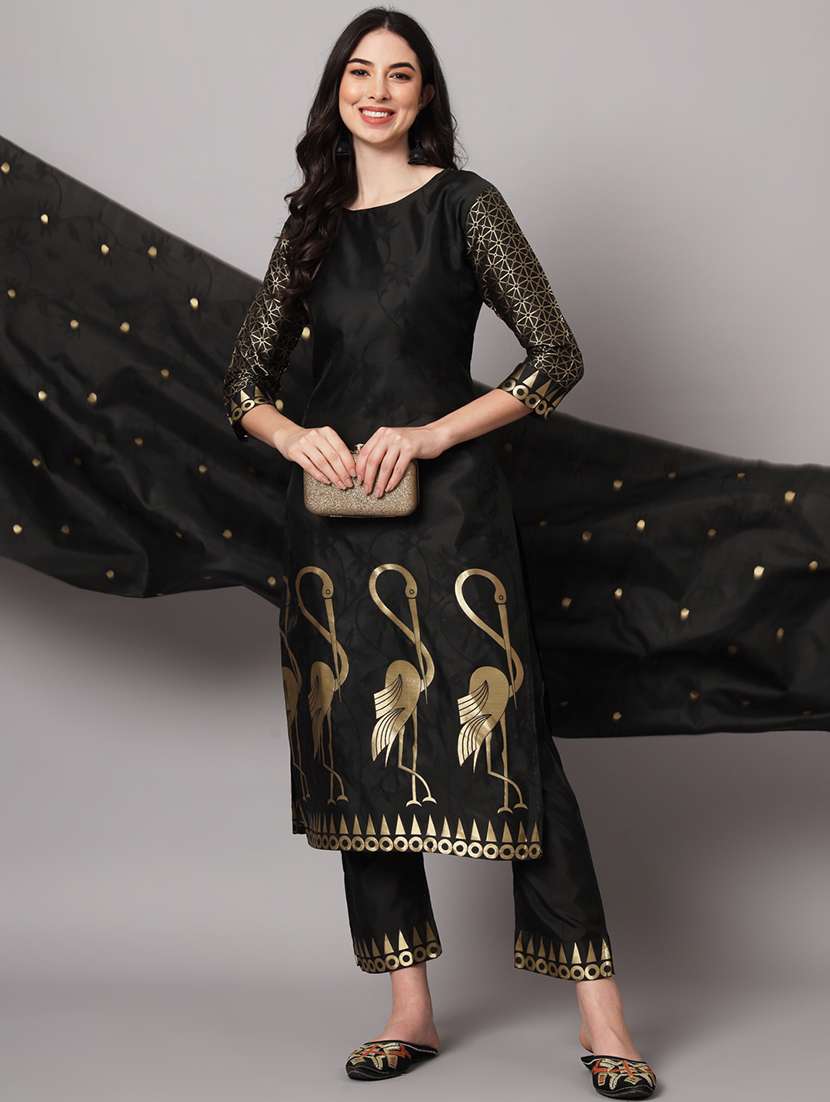 women three quarter sleeve kurta pant with dupatta set