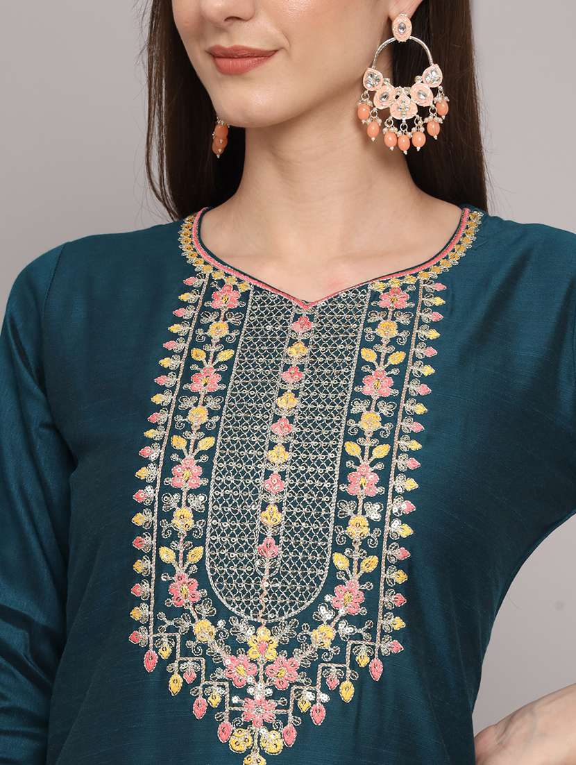 women three quarter sleeve kurta pant with dupatta set - 20194202 -  Standard Image - 5