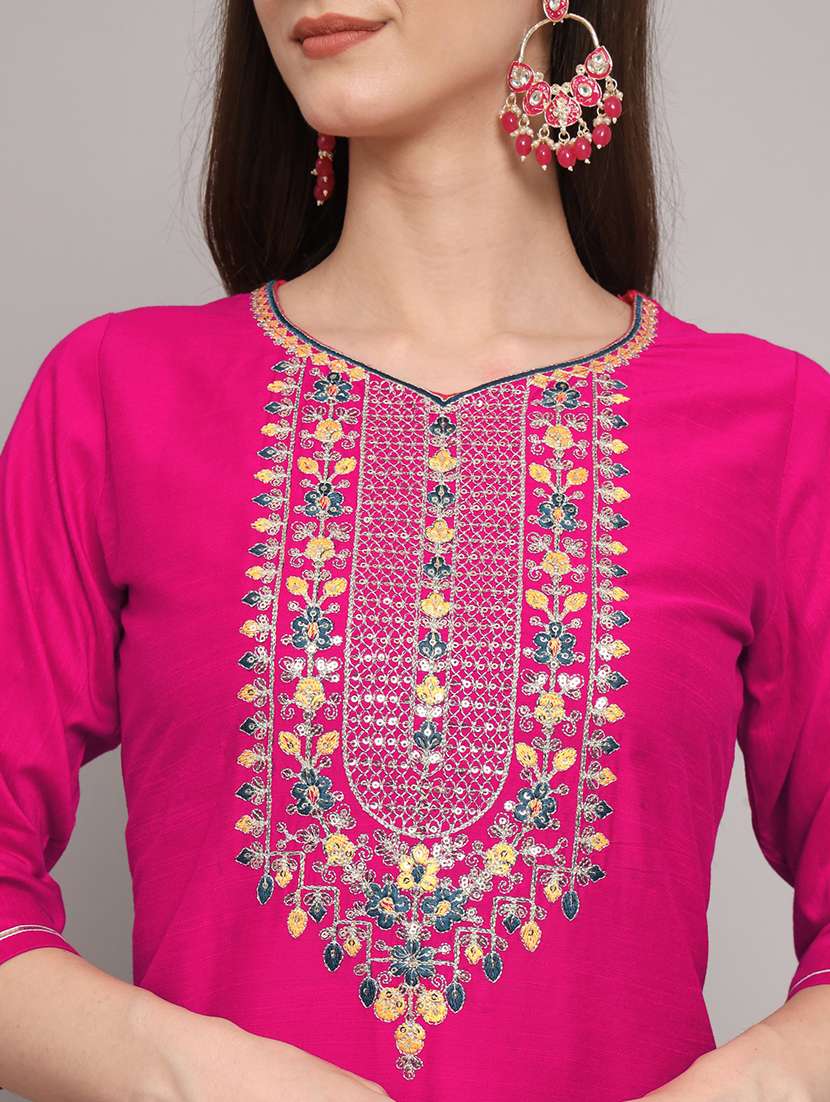 women three quarter sleeve kurta pant with dupatta set - 20194203 -  Standard Image - 5