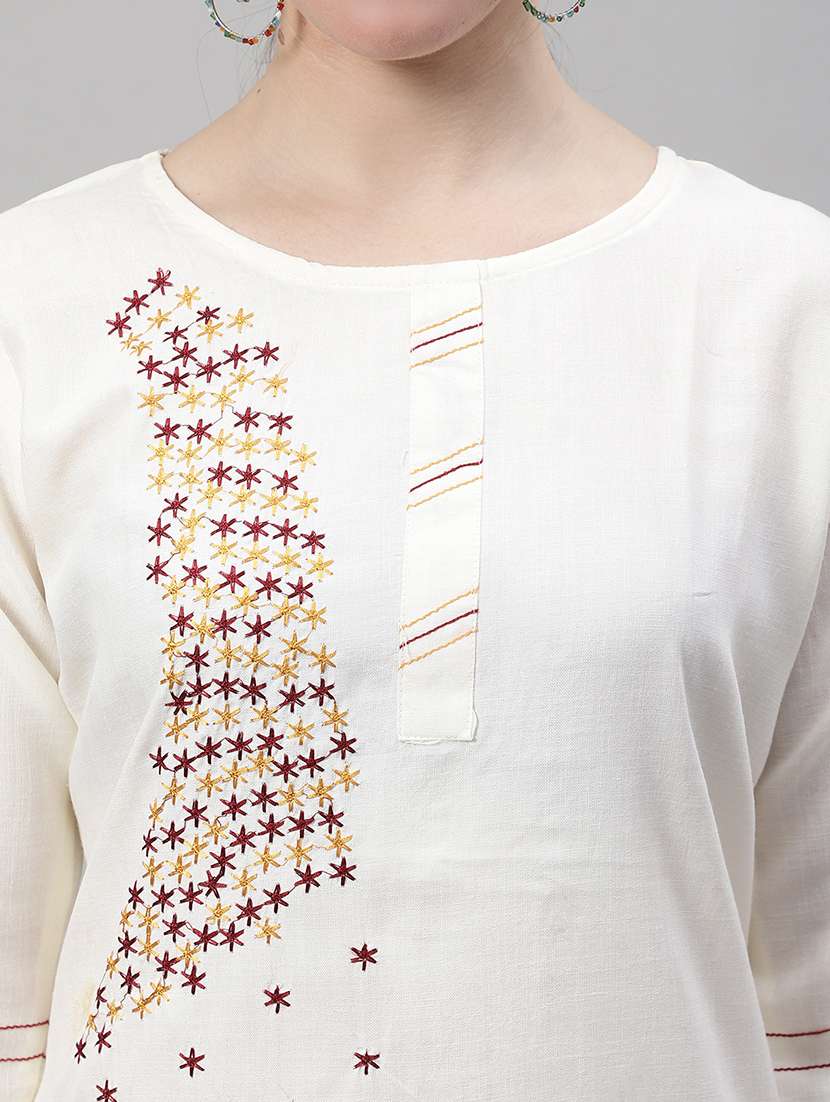 white cotton silk kurta dupatta set - 20194214 - Standard Image - 3