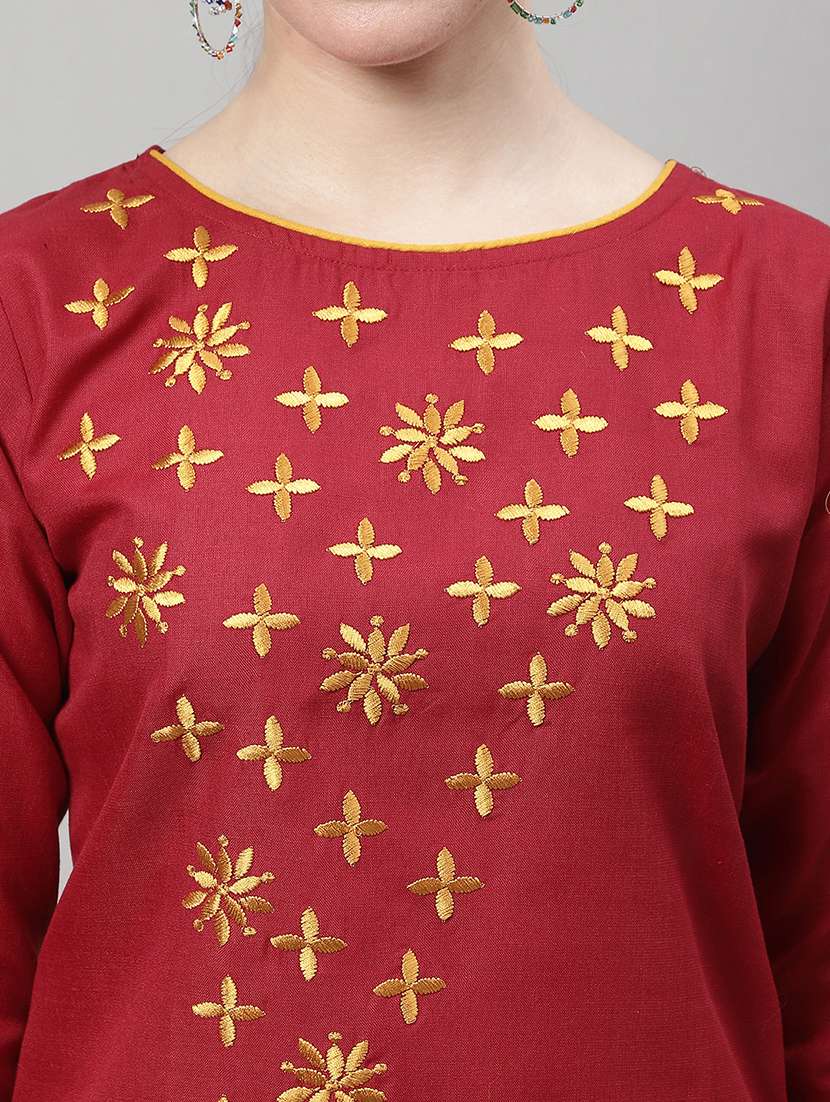 red cotton silk kurta dupatta  set - 20194215 -  Standard Image - 5