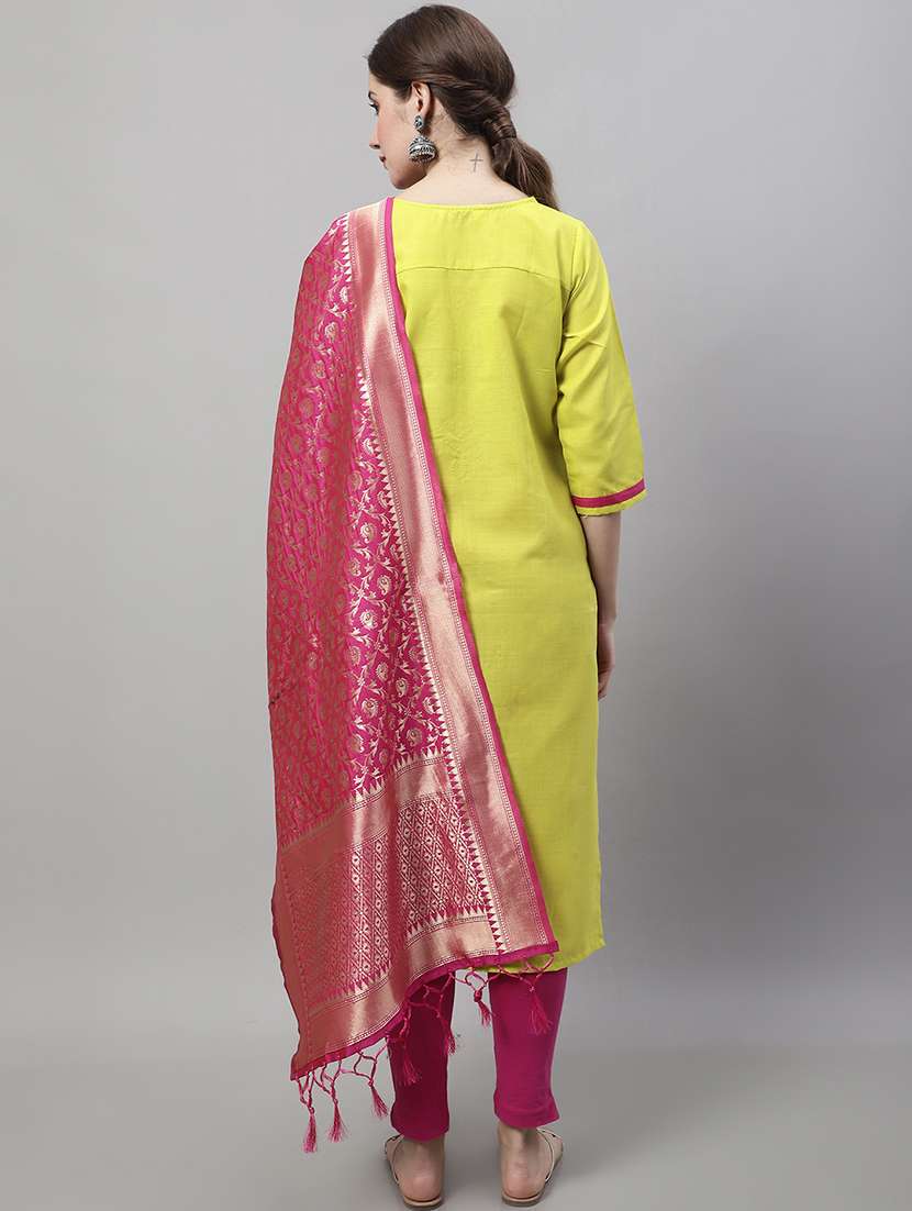 yellow kurta pant set with dupatta - 20194217 - Standard Image - 3