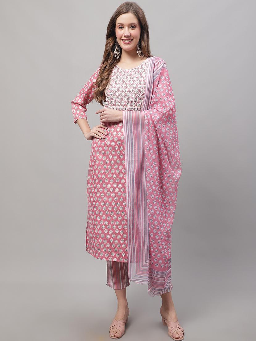pink kurta pant set with dupatta - 20194229 - Zoom Image - 0
