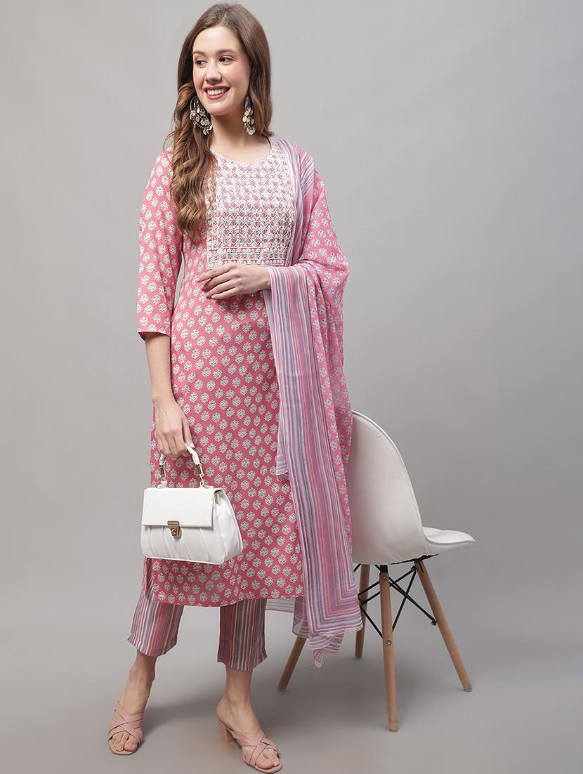 pink kurta pant set with dupatta - 20194229 - Standard Image - 3