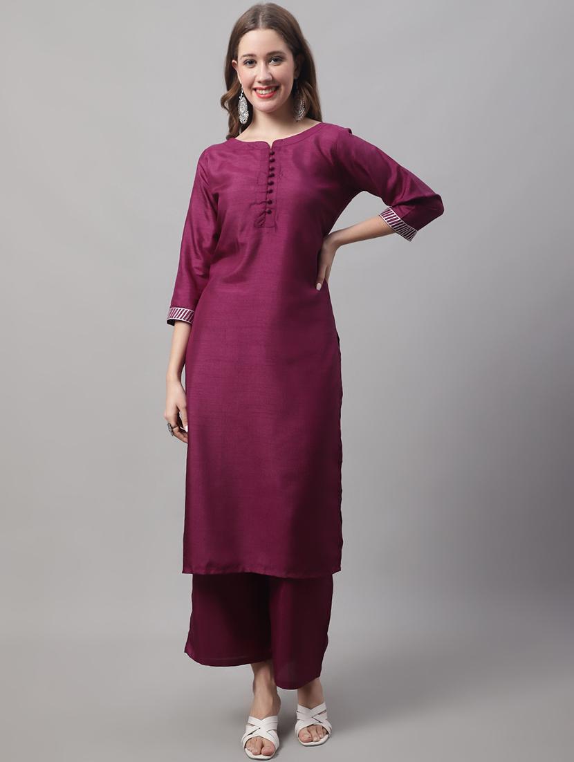 purple kurta palazzo set with dupatta - 20194253 - Zoom Image - 0