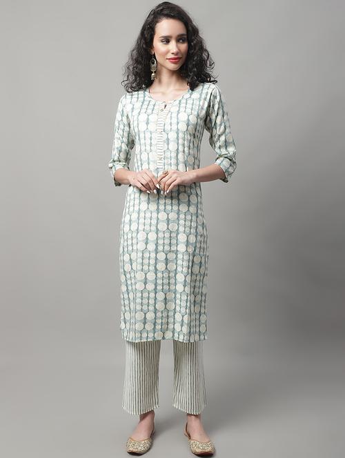 blue viscose kurta pant  set - 20194271 -  Standard Image - 0