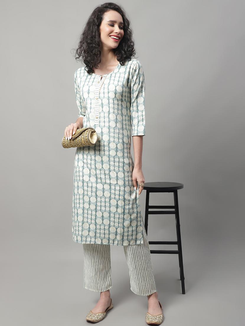 blue viscose kurta pant set - 20194271 - Standard Image - 3