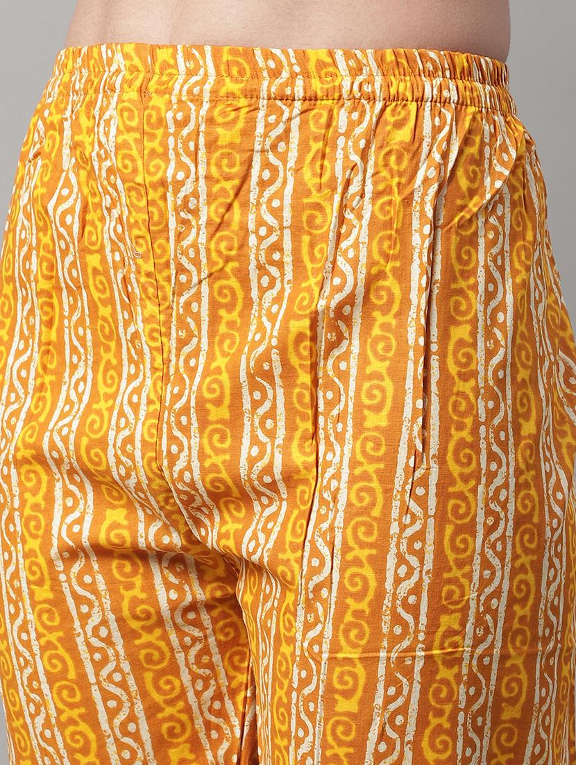 yellow cotton kurta pant set - 20194277 - Standard Image - 5