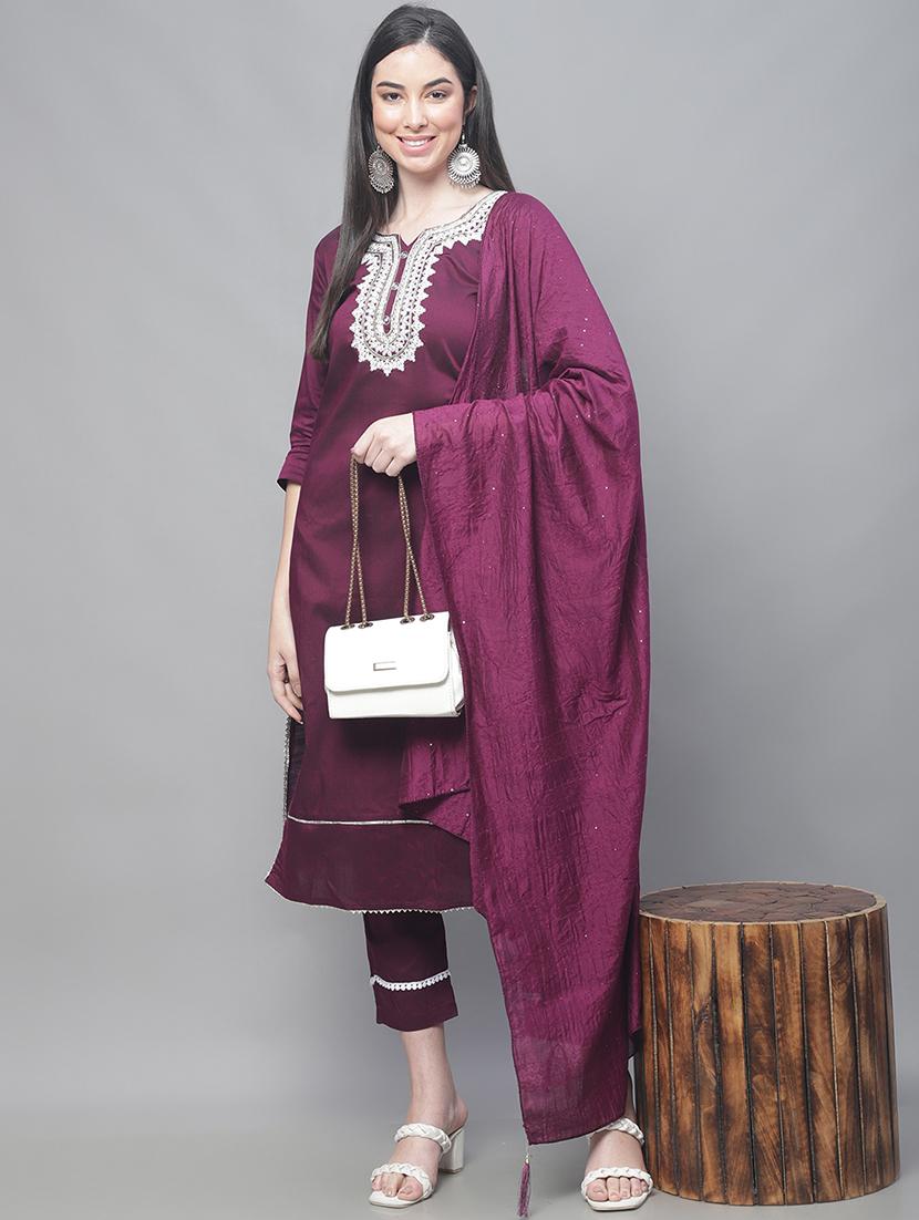 purple kurta pant set with dupatta - 20194283 - Standard Image - 3