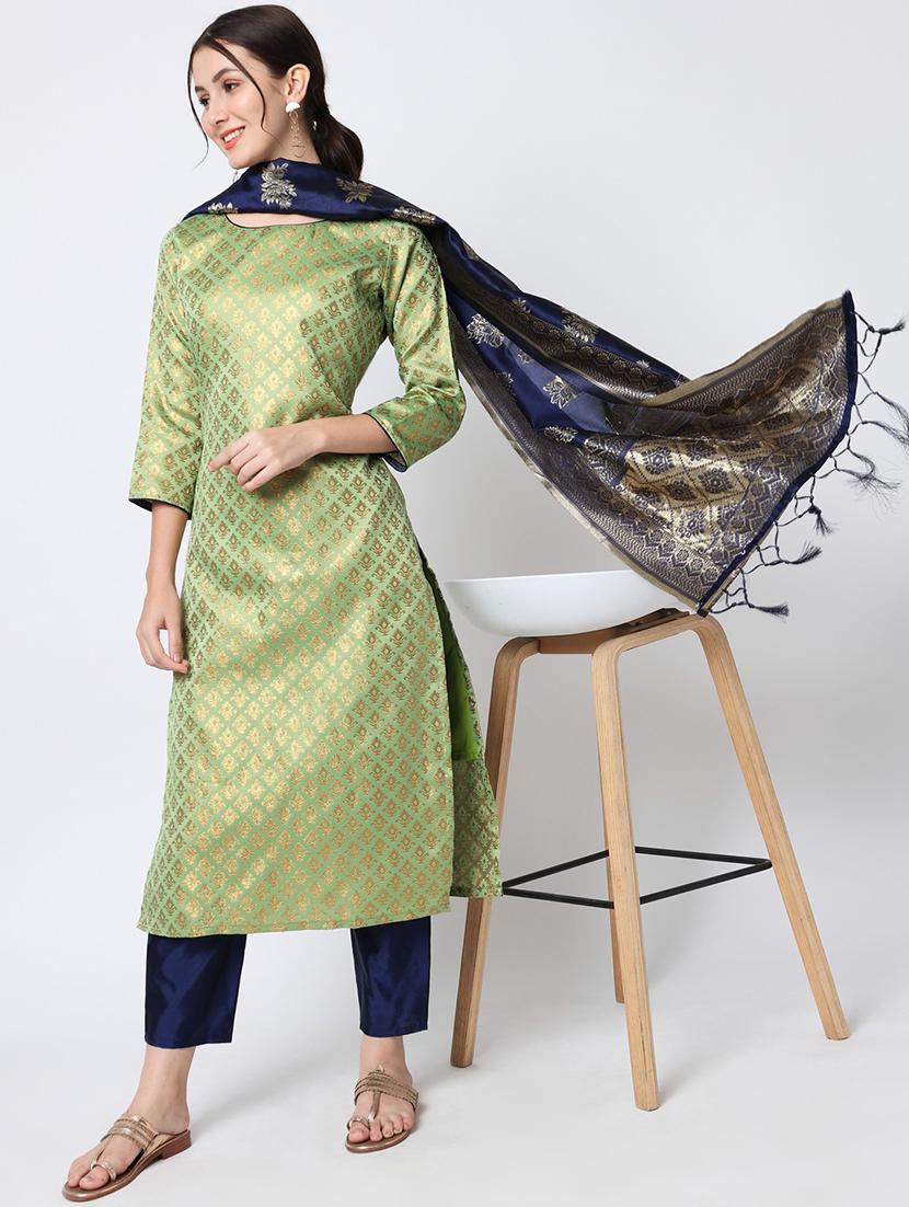 women three quarter sleeve kurta pant with dupatta set - 20194341 - Standard Image - 3