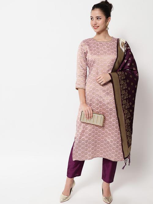 self design kurta pant set with dupatta   - 20194343 -  Standard Image - 0