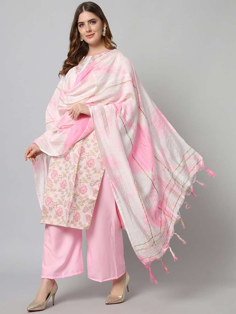 pink kurta palazzo set with dupatta - 20194350 -  Standard Image - 3