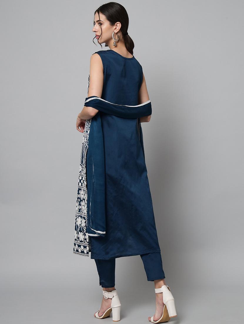 women three quarter sleeve kurta pant with dupatta set - 20194358 - Standard Image - 3
