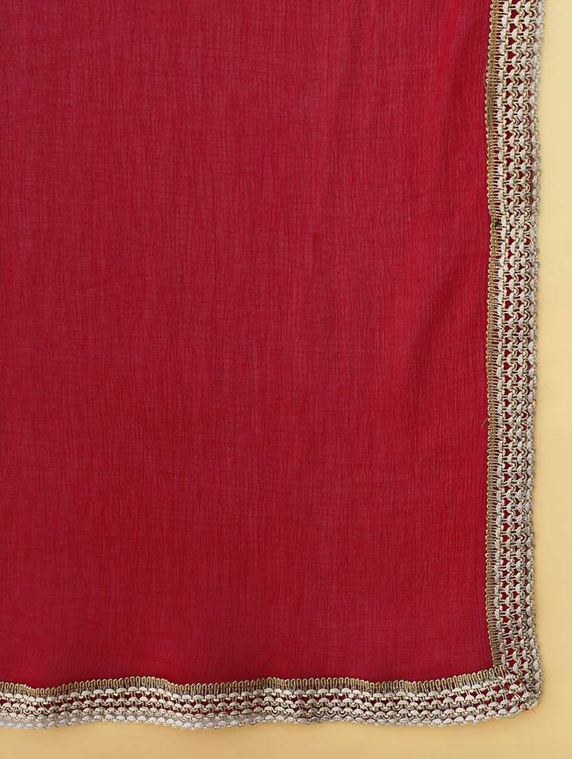 red kurta pant set with dupatta - 20194377 - Standard Image - 5
