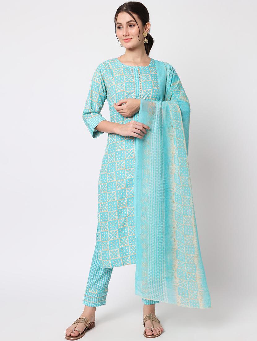 printed kurta pant set with dupatta   - 20194390 -  Zoom Image - 0