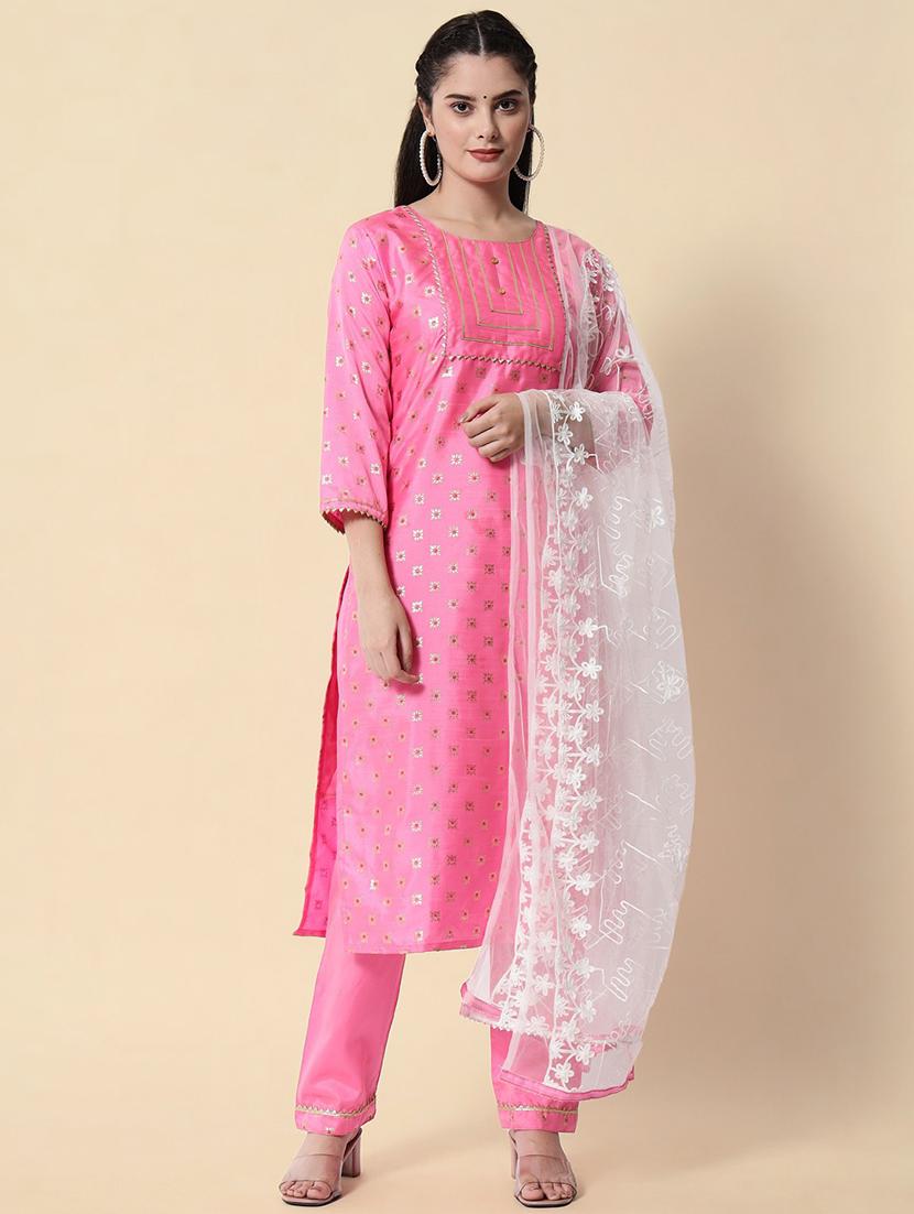 foil printed kurta pant set with dupatta   - 20194392 -  Zoom Image - 0