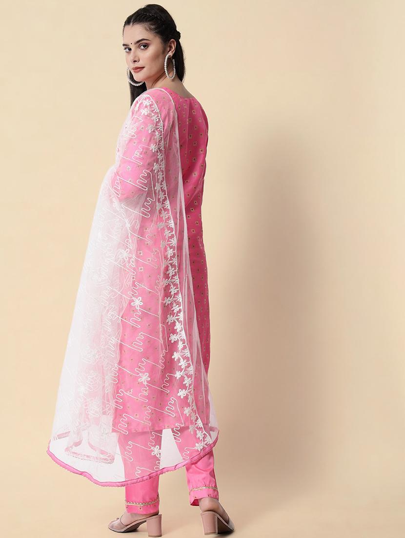 foil printed kurta pant set with dupatta - 20194392 - Standard Image - 3